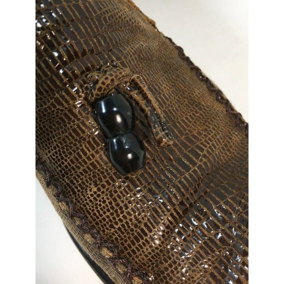 Stuart Weitzman Leather Snake Skin Loafers Brown 8 - Picture 5 of 10
